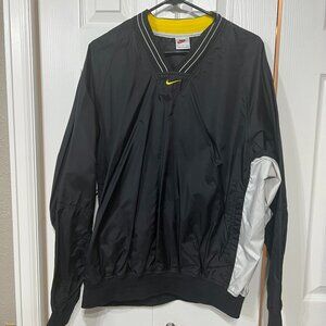 Nike Golf Jacket Men L Black Yellow V Neck Pullover Windbreaker Zipper Pockets